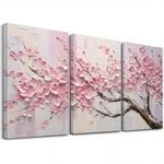 3pcs Pink Floral Tree Print 100% Australian Made 3 x 40x60cm  (Stretched)