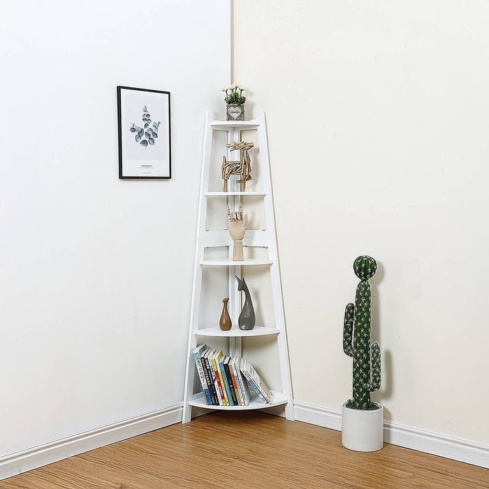 Randy & Travis White Corner Ladder Shelf Bookcase