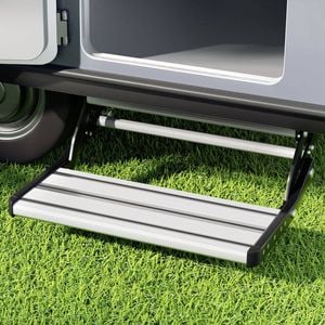 Weisshorn Manual Pull Out Caravan Step Folding RV Entry Stair 200KG Capacity Non-Slip Aluminium