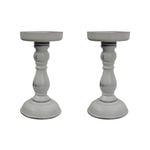 2PK MDF/Metal Finch 20cm Pillar/Taper Stick Candle Holder - White
