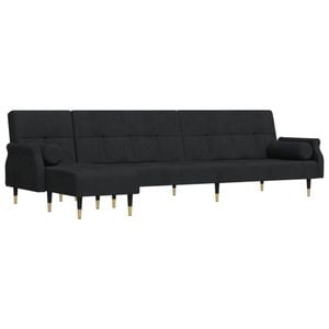 vidaXL Sofa L-shaped Sofa Bed Couch with Chaise Lounge Settee Black Velvet
