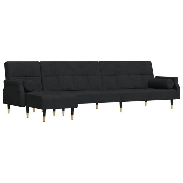 vidaXL Sofa L-shaped Sofa Bed Couch with Chaise Lounge Settee Black Velvet