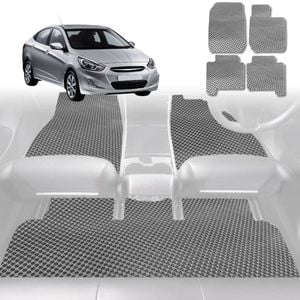 6D Diamond Car Floor Mats for Hyundai Accent 2011-2018-Full Set-Grey-Outback GT