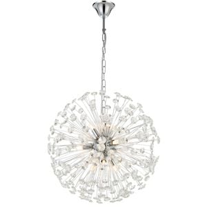 Telbix Lerida Modern Pendant Hanging Lamp Light Metal Crystal Chrome Clear Gloss
