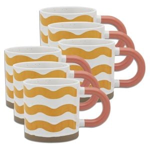 6pk Porto Modelli Stoneware 330ml Coffee/tea Mug W/ Handle - Wave