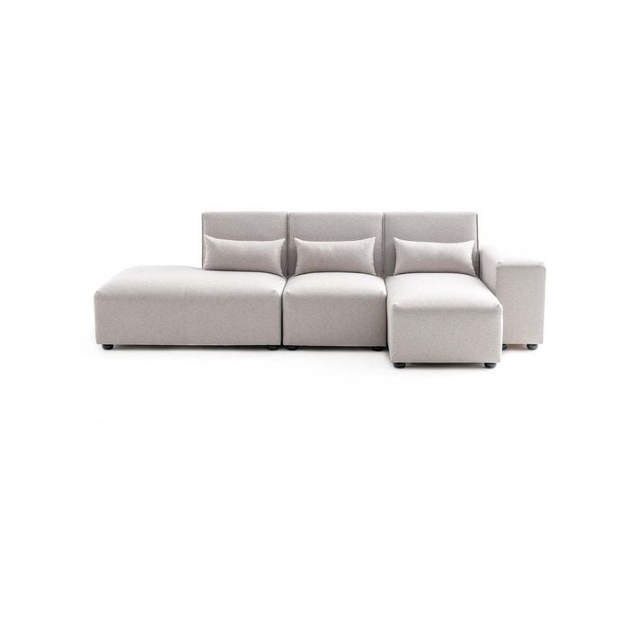 Foret 4 Seater Sofa Modular Corner Lounge Couch Fabric Left Chaise Ottoman Beige
