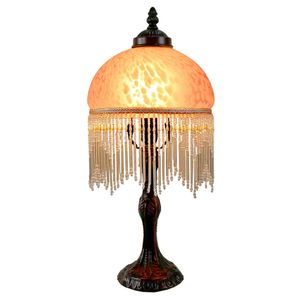 G&G Beaded Victorian Table Lamp Pink