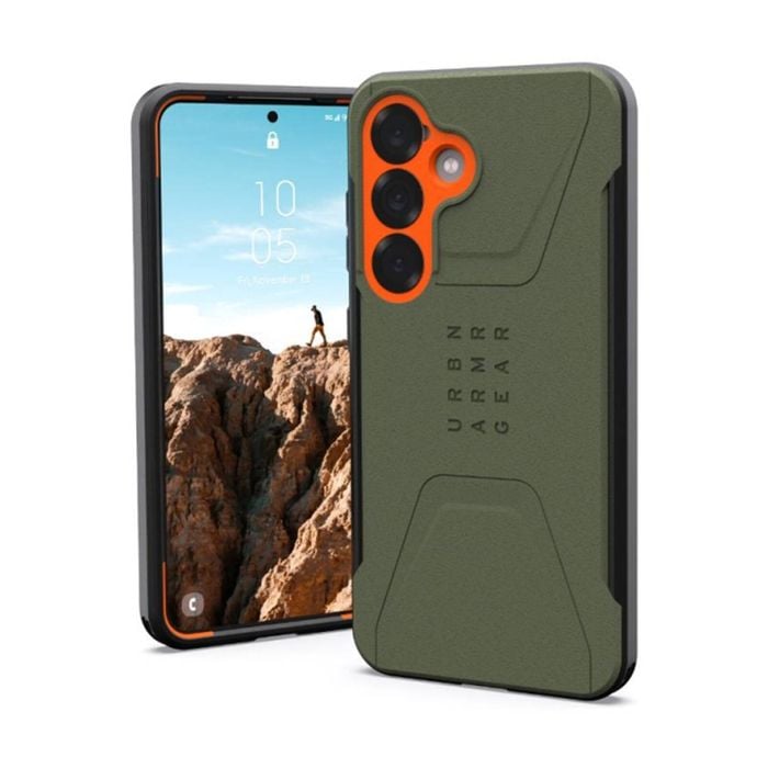 UAG Civilian Magnet Phone Case for Samsung GS25 - Olive Drab/Orange