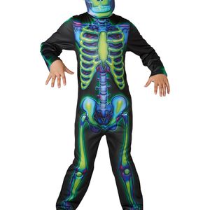 Neon Glow In The Dark Boys Halloween Skeleton Costume - 3-5