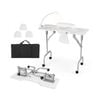 Costway Folding Manicure Table Portable Nail Tech Desk W/led Lamp - White