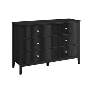 Zara Fluted 6 Drawer Chest Black