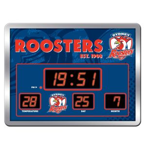 NRL LED Scoreboard Clock - Sydney Roosters - 45x33cm Time Temp Date