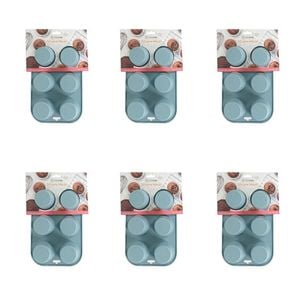 6x 6pc Topchef Silicone Heat Resistant Mini Muffin Tray 24x16cm Assorted