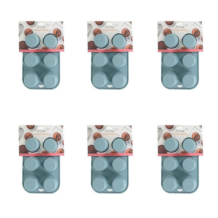 6x 6pc Topchef Silicone Heat Resistant Mini Muffin Tray 24x16cm Assorted