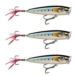 3x Rapala 9.5cm Skitter Pop Elite Topwater Fishing Lures - Gilded Maiwashi