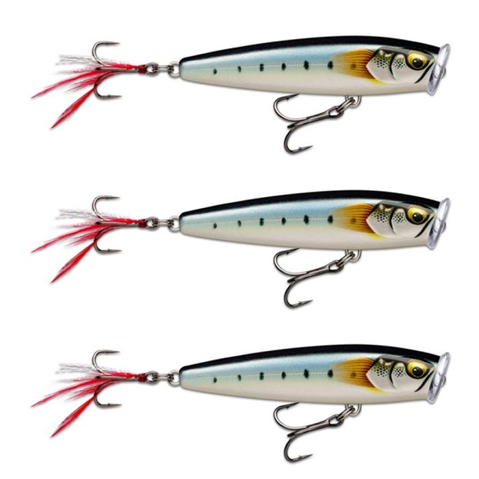 3x Rapala 9.5cm Skitter Pop Elite Topwater Fishing Lures - Gilded Maiwashi