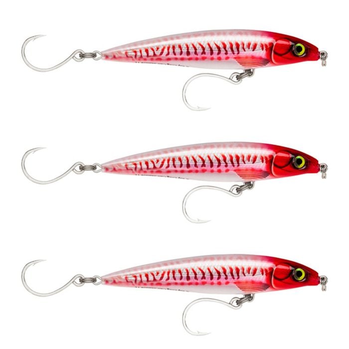 3x Rapala 12cm Saltwater X Rap Long Cast Shallow Minnow Fish Lures -Red Head UV