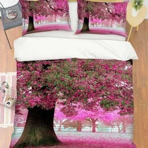 3D Pink Tree 382 Bed Pillowcases Quilt Queen Size