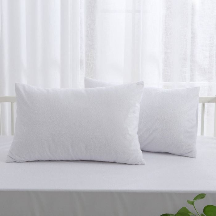 Dreamaker Baby Bamboo Terry Cot Waterproof Pillow Protector (twin Pack)