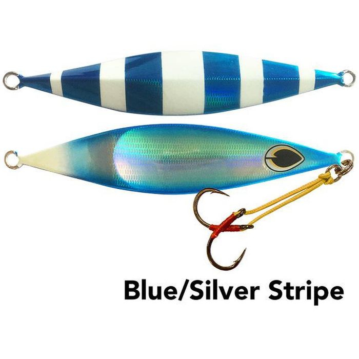 Black Magic Flipper Jig 60g Slow Pitch Jig Blue/Lumo Stripe