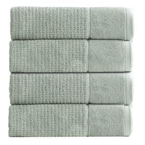 4pk Renee Taylor Cambridge 650gsm Textured 70x140cm Bath Towel - Eucalyptus