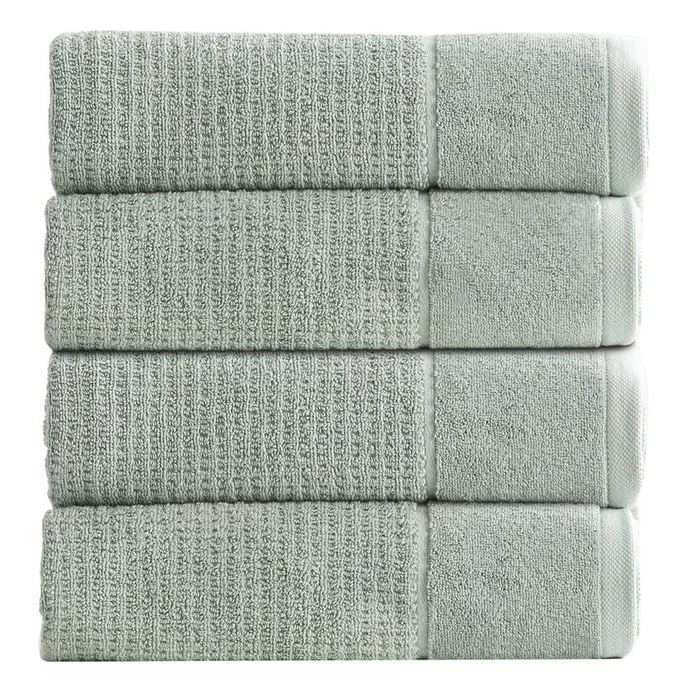 4pk Renee Taylor Cambridge 650gsm Textured 70x140cm Bath Towel - Eucalyptus