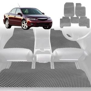 6D Diamond Car Floor Mats for Mazda 6 2002-2008-Full Set-Grey-Outback GT