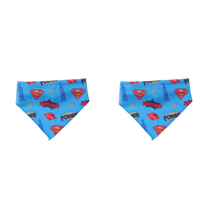 The Stubby Club Superman Themed Dog Bandana Small 2 Pack