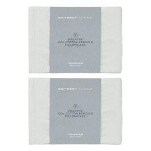 2x Odyssey Living Breathe Cotton Standard Pillowcase 48cm X 73cm Pewter