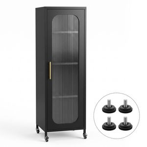 Artiss Buffet Sideboard Cabinet 141CM Wheels Black