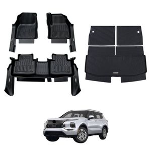 AUSGO Floor Mats & Boot Liner Set for Mitsubishi Outlander 7-Seat Petrol 2021-Onwards Car Floor Liners Cargo Mat