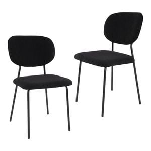 2 Sets Armless Bouclé Dining Chairs Charcoal