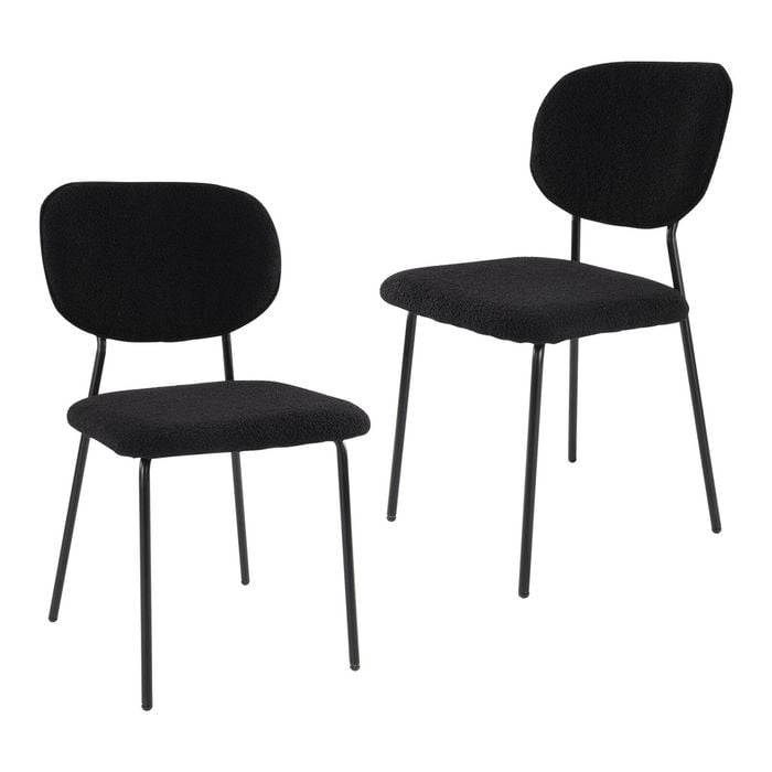 2 Sets Armless Bouclé Dining Chairs Charcoal