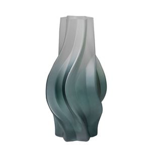 SOGA 32cm Glass Vase Blue with Beautiful glass Bubble Texture Art Vases