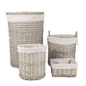 Living Today 4 Piece Wicker  Storage Baskets With Liner Set