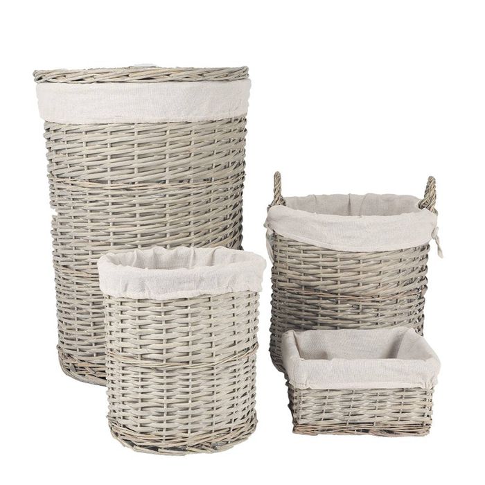 Living Today 4 Piece Wicker  Storage Baskets With Liner Set