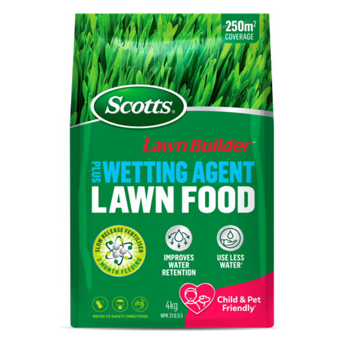 Scotts Lawn Builder 4kg Slow Release Fertiliser With Wetting Agent