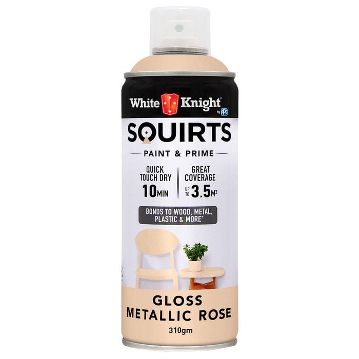 White Knight 310g Metallic Rose Gloss Squirts Spray Paint - Rose Gold
