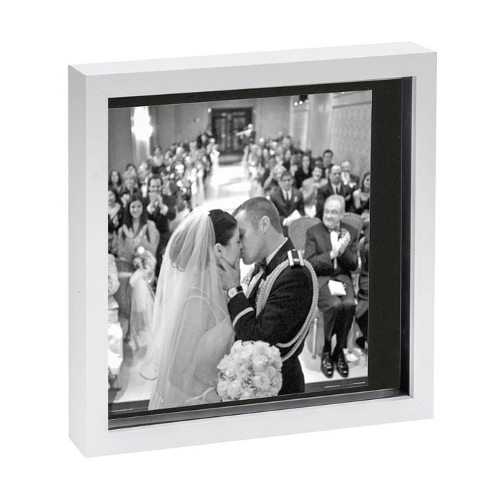 Nicola Spring 10" x 10" White 3D Box Photo Frame - 8" x 8" Mount