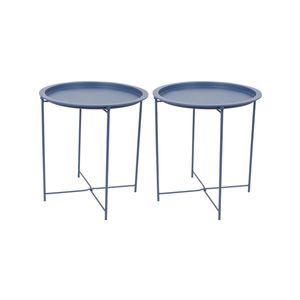Harbour Housewares Round Steel Tray Tables - Pack of 2
