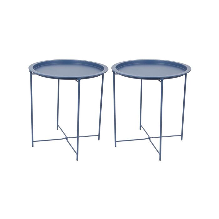 Harbour Housewares Round Steel Tray Tables - Pack of 2