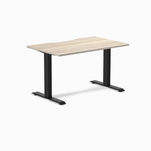 Desky Fixed Height Classic Oak Scalloped Melamine Desk 120x75cm Matte Black Leg