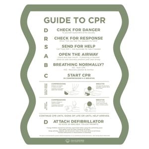 Stylish Pool CPR Sign Green & White Wave