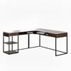 Inter Lux Corner L Desk Woodgrain and Black
