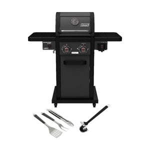 Coleman Revolution 2 Burner Bbq W/folding Shelves Black Matte (value Bundle)