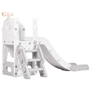 Ufurniture 6 in 1 Toddler Slide L Shaped Kids Slide Indoor Outdoor Playground Playset Grey