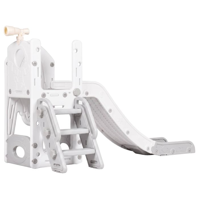 Ufurniture 6 in 1 Toddler Slide L Shaped Kids Slide Indoor Outdoor Playground Playset Grey