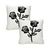 SOGA 2X 45cm White Black Rose Floral Embroidered Throw Pillow
