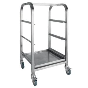 Vogue 3 Tier Glass Racking Trolley For 425mm Baskets Commercial Kitchen Storage Glassware Handling Transport Cart