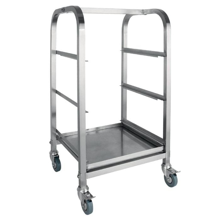 Vogue 3 Tier Glass Racking Trolley For 425mm Baskets Commercial Kitchen Storage Glassware Handling Transport Cart
